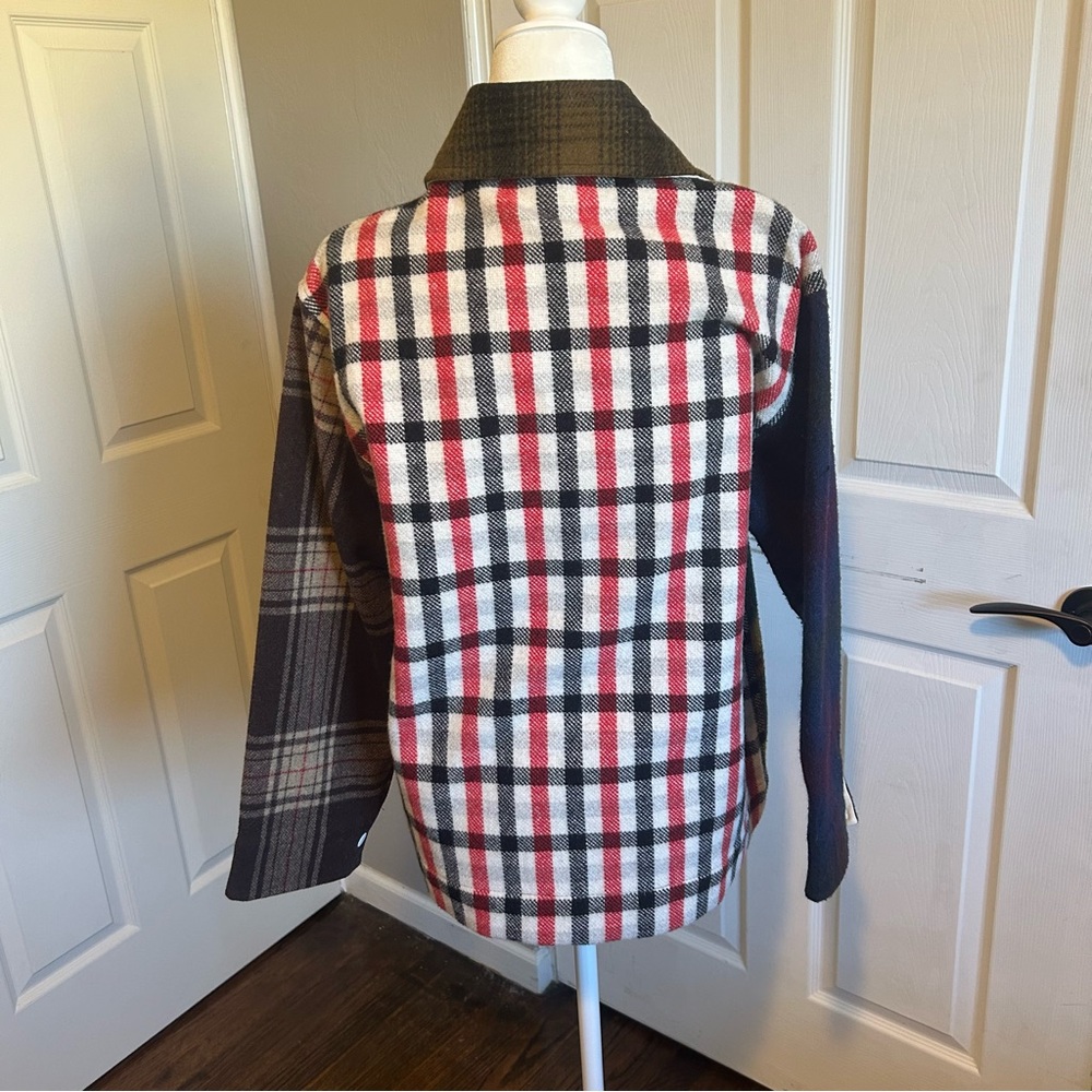 Free People Anthropologie Carleen Ardmore plaid patchwork jacket blazier button - Picture 6 of 7
